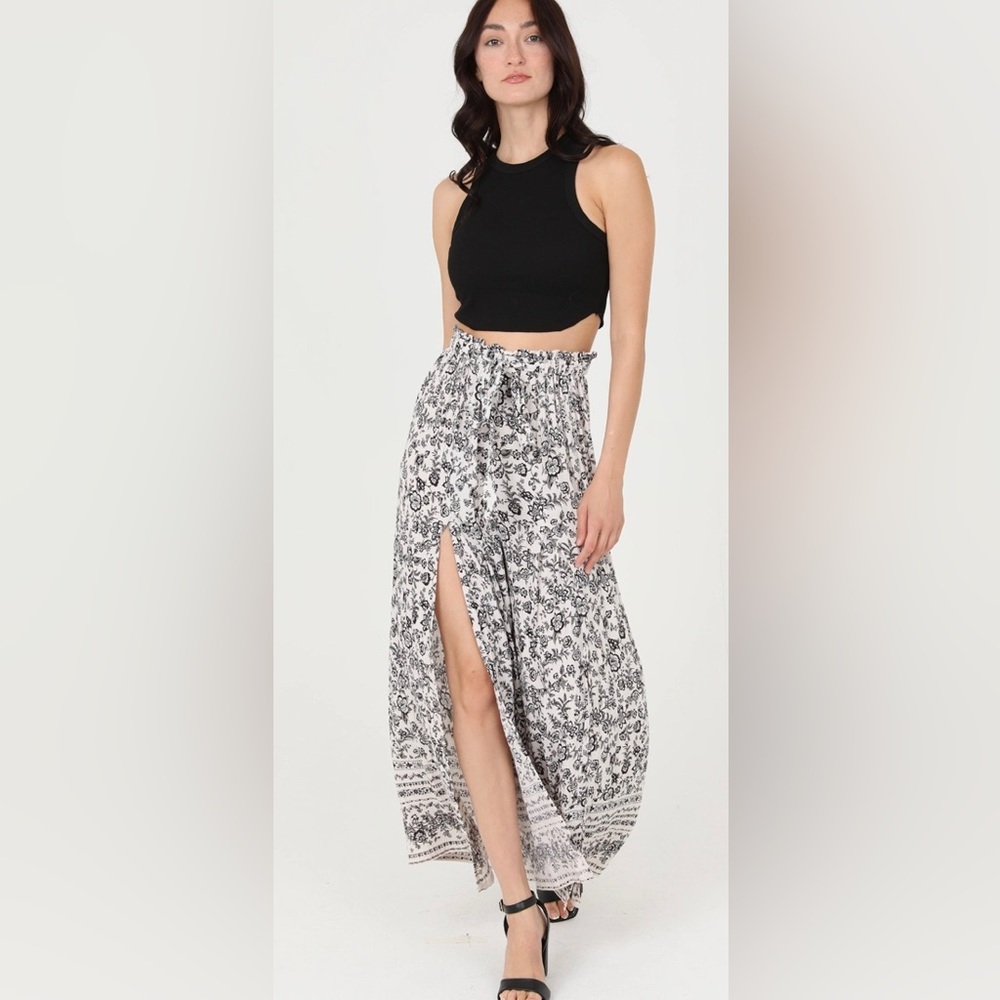 Angie Wide Leg Pants with Slits and Tie Waist
